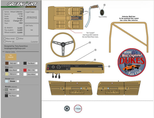 1:18 1969 Dodge Charger GREENLIGHT W/ GENERAL LEE Decals (New Tooling) Preorder Winter 2027