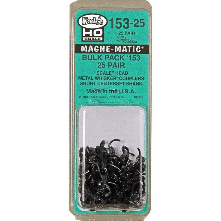 Ho Kadee #153-25 Bulk Pack Whisker Metal Couplers Short (1/4") Centerset Shank