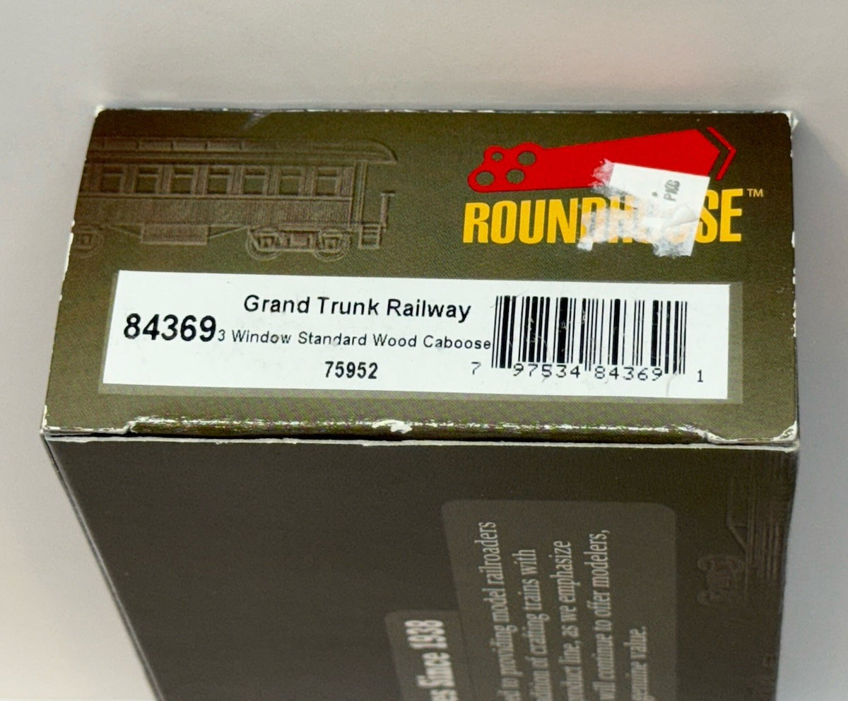 Ho Scale Athearn Grand Trunk Railway 84369 3-Window Standard Wood Caboose #75952