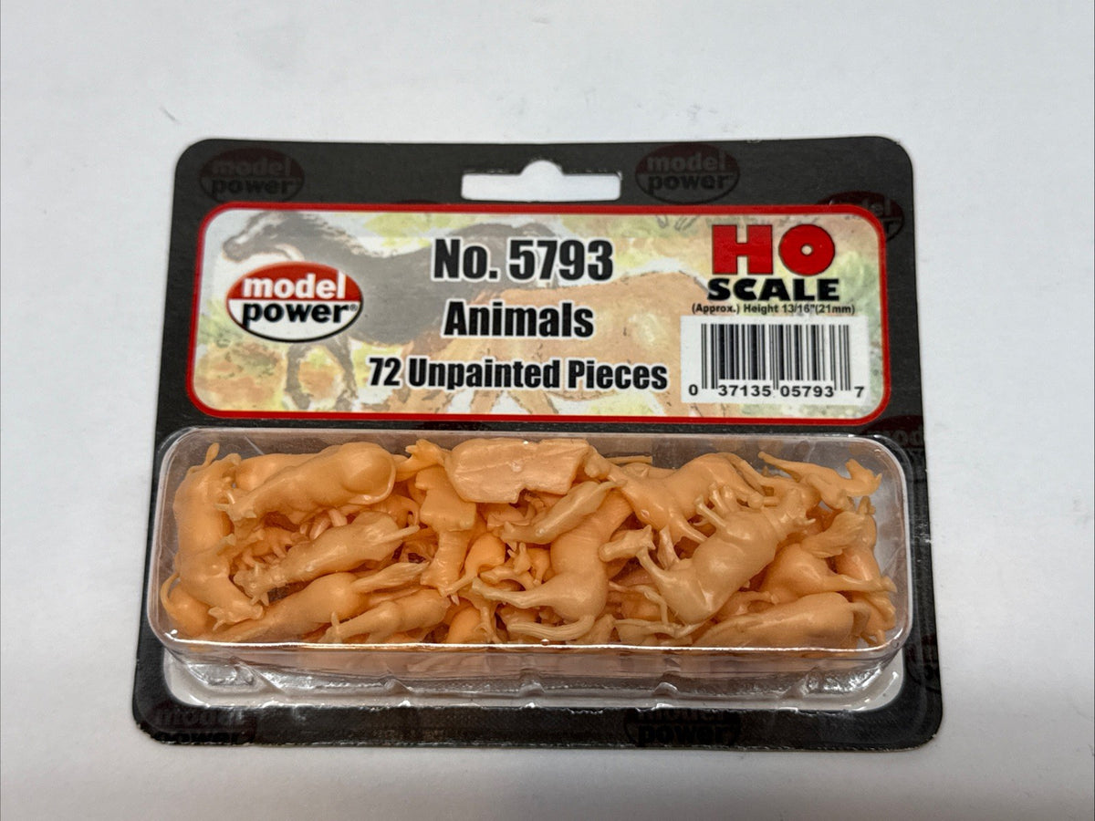 Model Power 5793 HO Unpainted Animals Plastic Figures (Set of 72)  NOS
