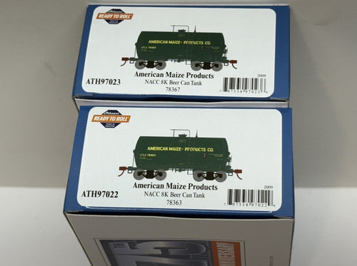 2PK Ho Scale Athearn American Maize Products UTLX NACC 8K Beer Can Tank Cars NEW