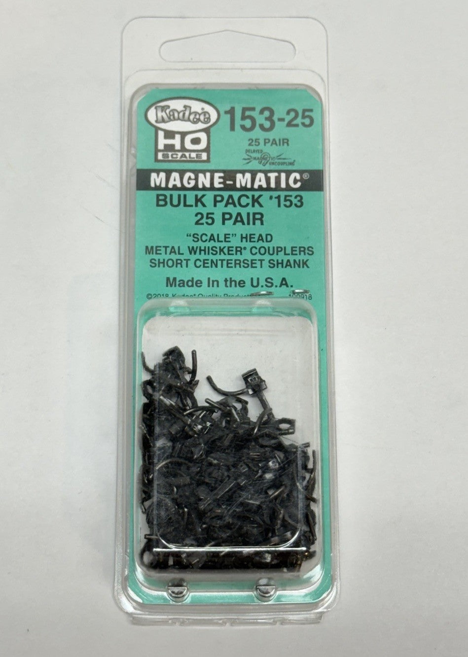Ho Kadee #153-25 Bulk Pack Whisker Metal Couplers Short (1/4") Centerset Shank