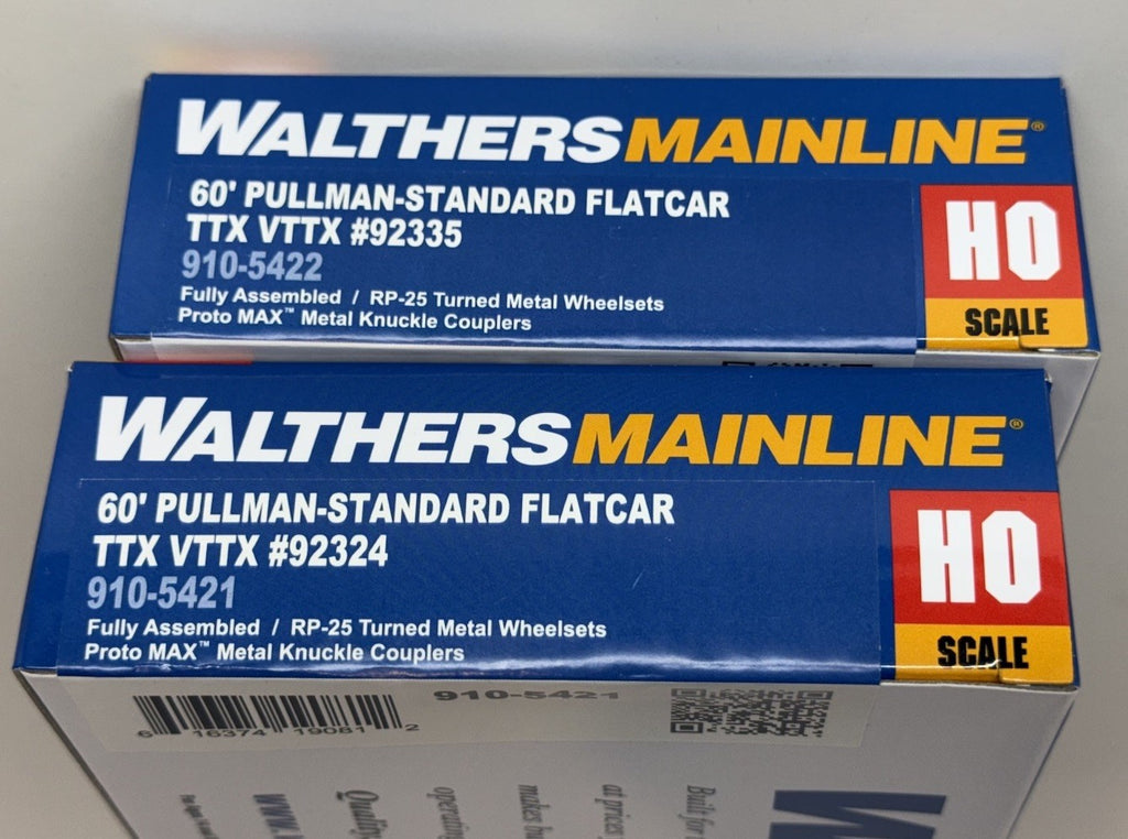 2X LOT HO Scale Walthers Mainline 60' VTTX Pullman-Standard Flatcars CSX BNSF
