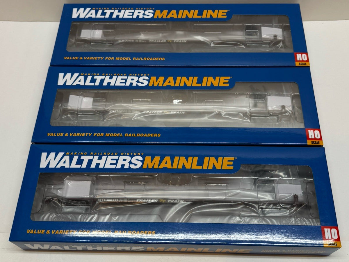 3PK Ho Scale Walthers MainLine 85’ General American G85 Flatcars TTX GTTX CSX NS