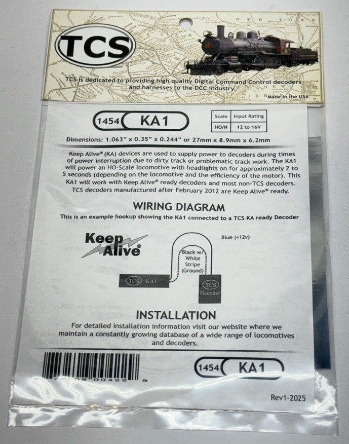 Train Control Systems TCS 2002 KA1-P Keep Alive Device With Quick plug Decoder