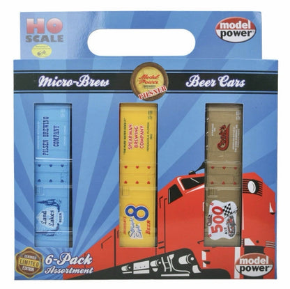 Model Power HO Beer Car Assortment w/Handle pkg(6) Set #1 98706
