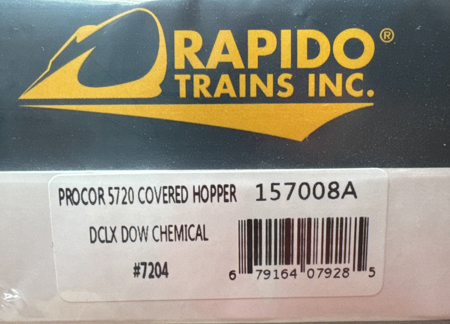Rapido 157008A HO Scale DCLX DOW Procor 5820 Covered Hoppers Single Car 7204