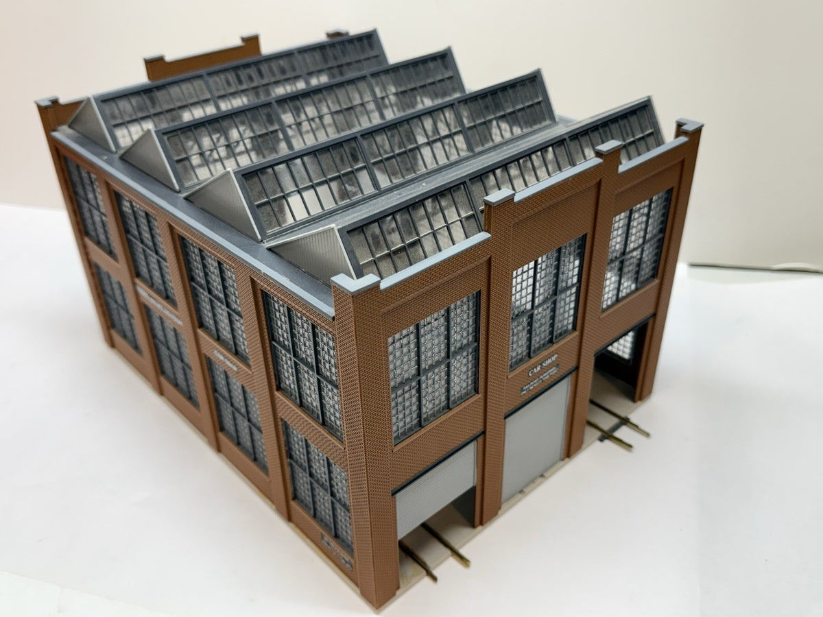Ho Scale 1/87 Walthers 933 3040 Car Shop Assembled Train Layout Building Decaled