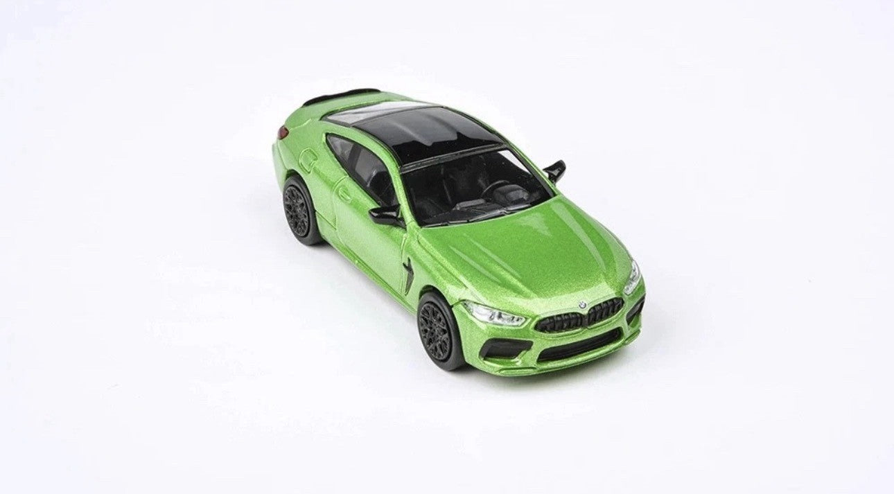 BMW M8 COUPE JAVA GREEN MET. W/BLACK TOP 1/64 DIECAST MODEL CAR PARAGON PA-55216