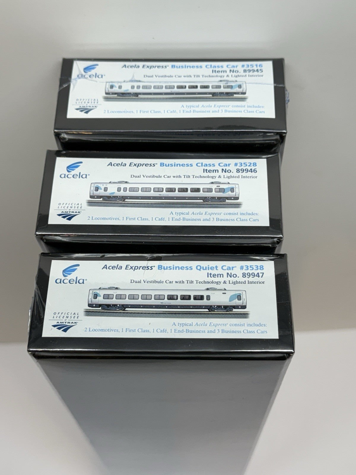 3PK Ho Bachmann Amtrak Legacy Acela Express Business Class Add-On Pass Cars NEW