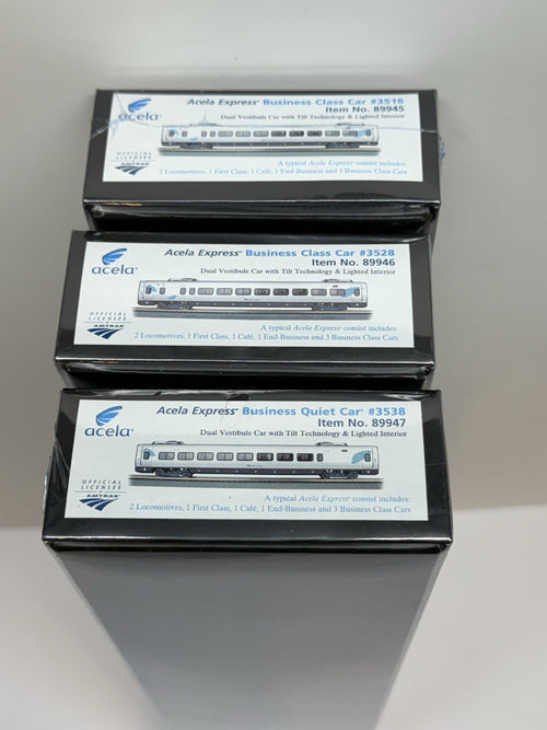 3PK Ho Bachmann Amtrak Legacy Acela Express Business Class Add-On Pass Cars NEW