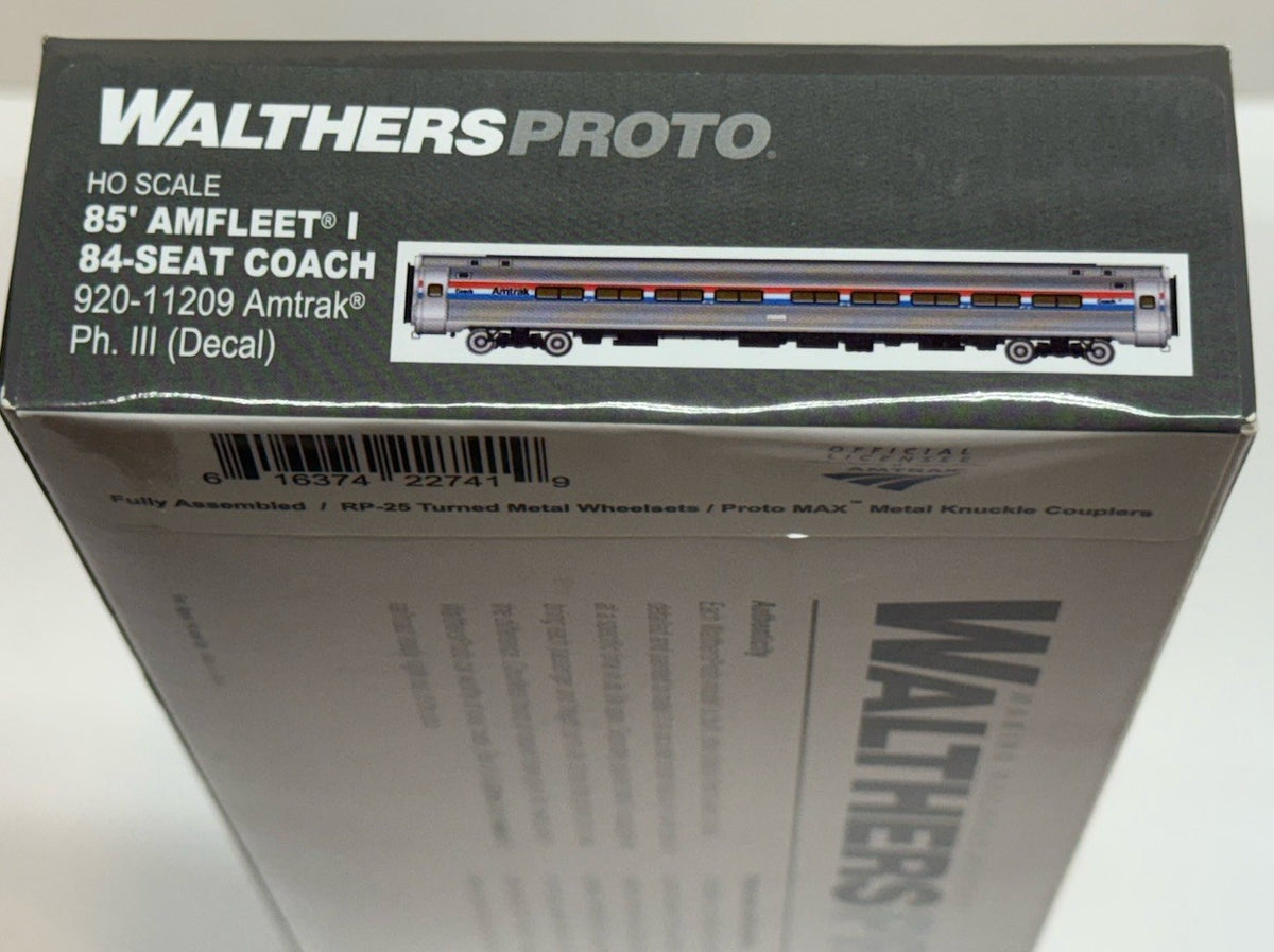 Ho Scale Walthers Proto 920-11209 Amtrak Amfleet I Coach PH3 Phase 3 *New Wheels