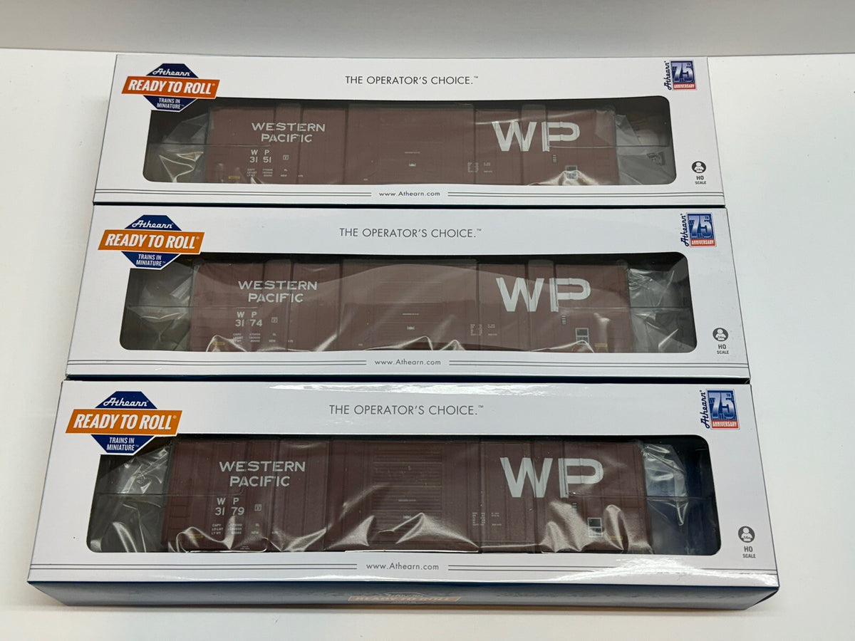 3PK Ho Scale Athearn Western Pacific 60’ Highcube Gunderson Double Door Boxcars