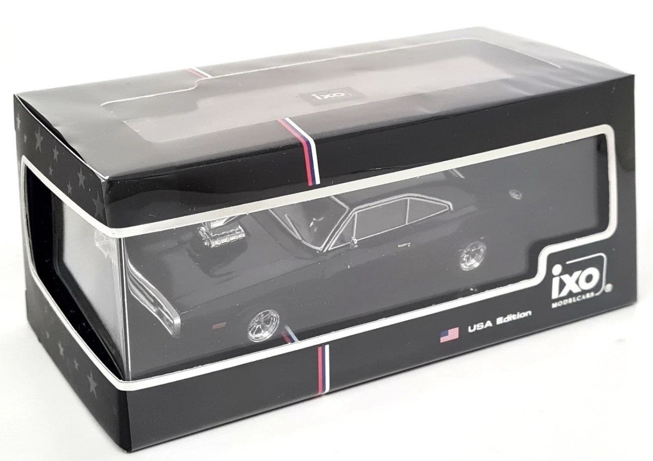 IXO U43RDC007 1:43 1970 DODGE CHARGER W/ FAST FURIOUS BLOWN ENGINE (BLACK)