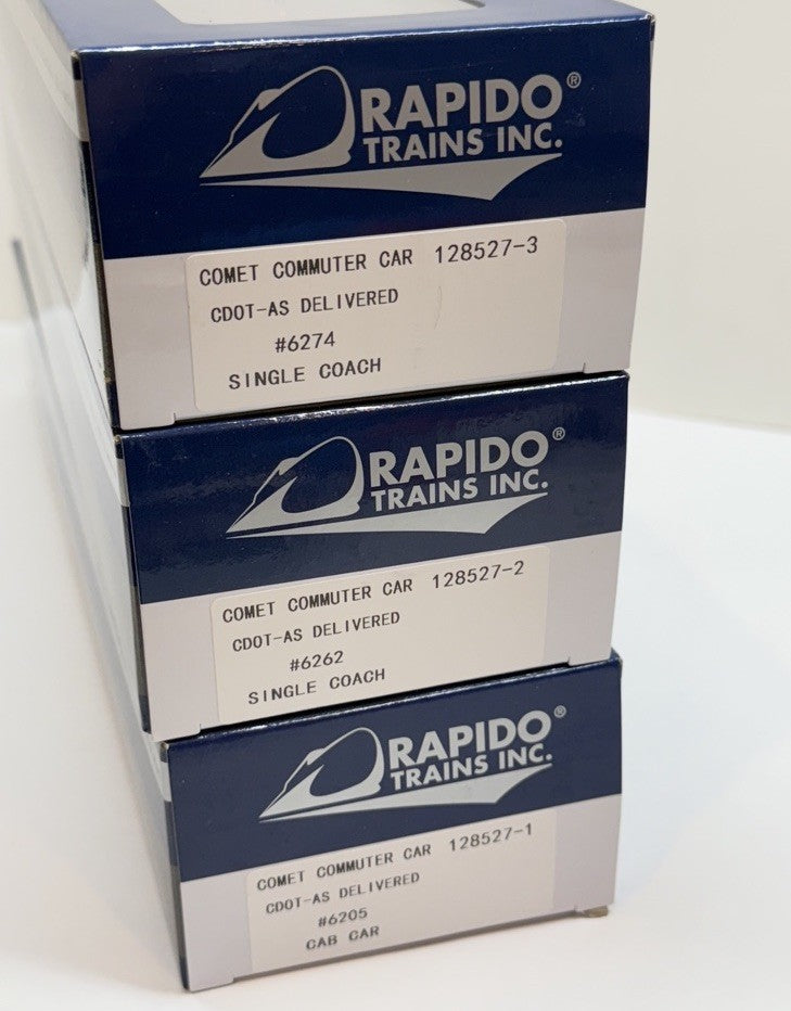 HO Scale Rapido Metro North 3PK Comet Commuter Car Set CDOT CT Rail - 128527