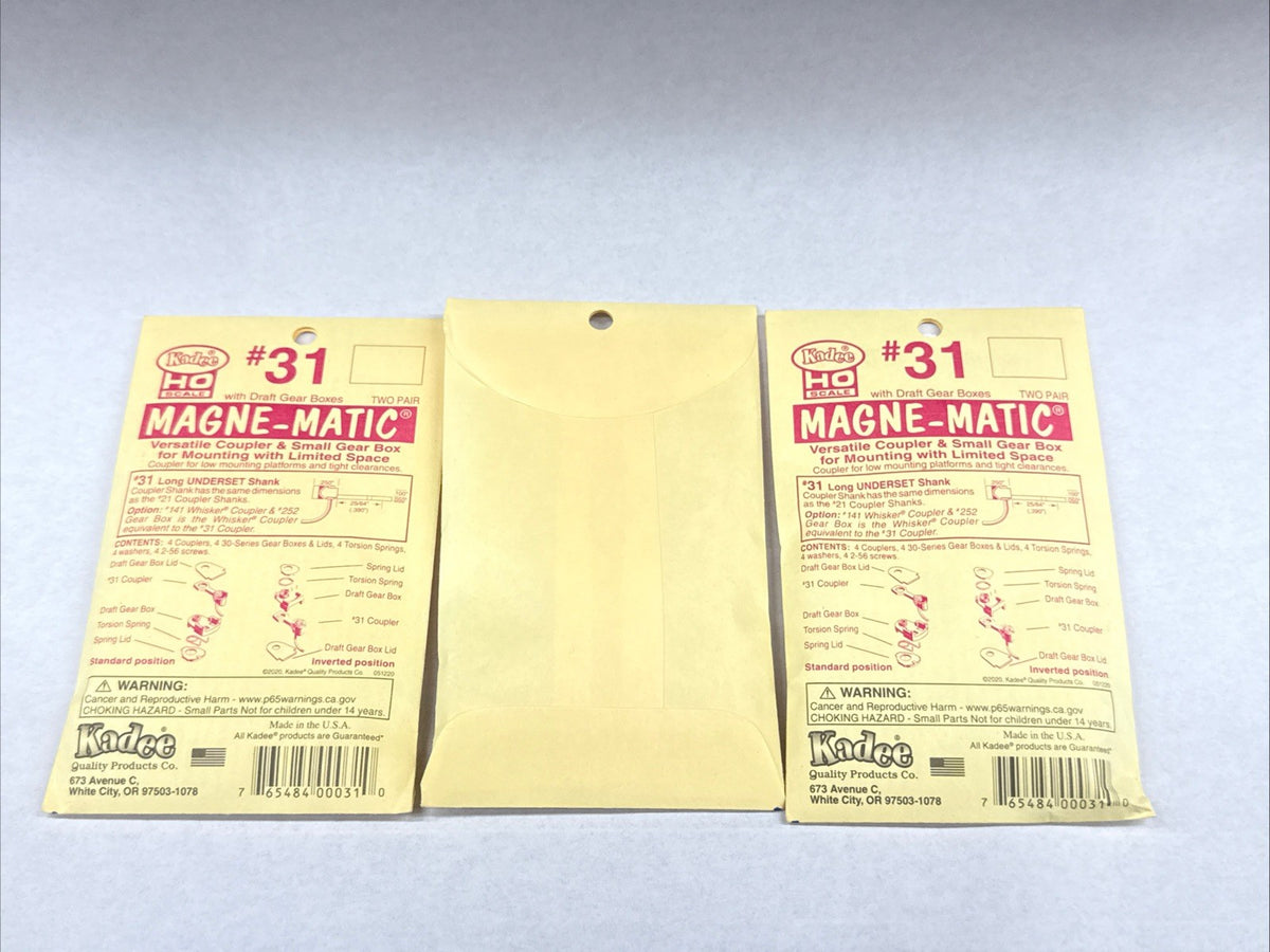 Lot of 3 Packs - HO Scale KADEE # 31 MAGNE-MATIC Plastic Couplers 2 Pr. per pack