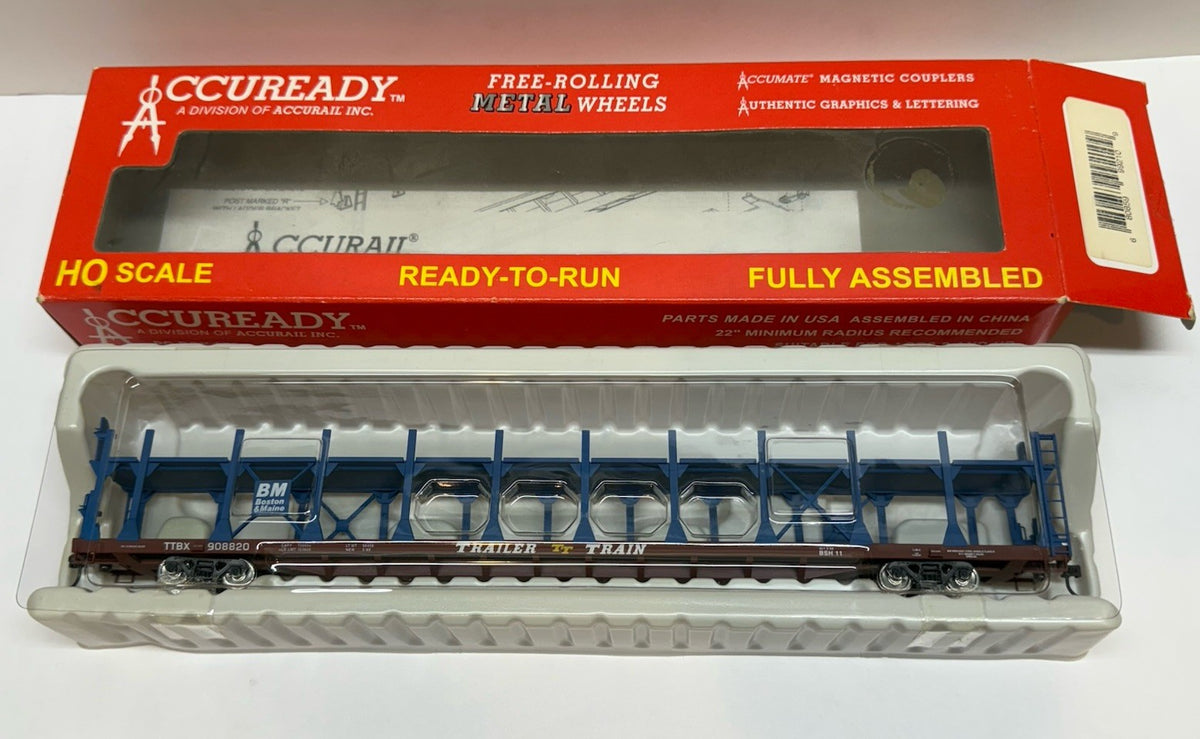 HO Scale Accurail Boston & Maine 99210 Bi-Level Auto Rack Rd TTX 908820 B&M MEC