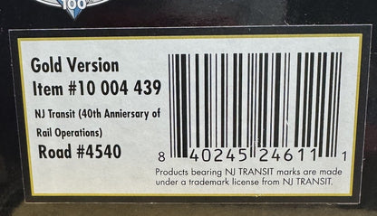 ATLAS 10004439 HO NJT ALP45-DP MASTER GOLD ESU LOKSOUND  DCC/SOUND RD NO. 4540