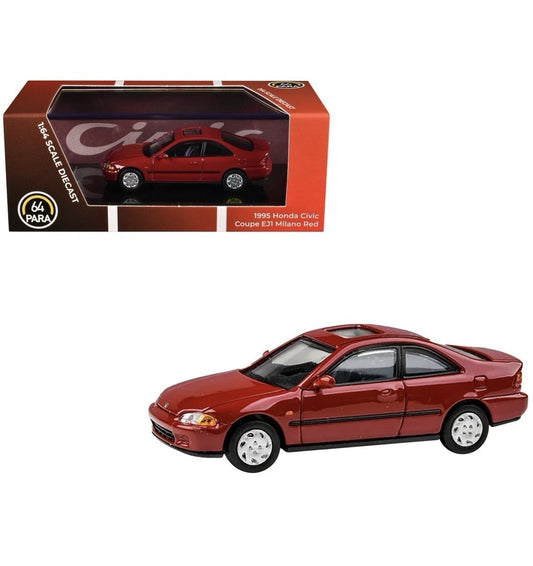 1/64 Honda Civic EJ1 Milano 1995 Red Diecast Model By Paragon PA-55764