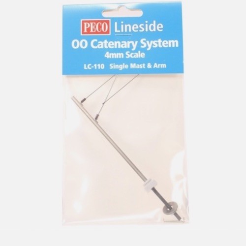 Peco LC-110 HO Scale Catenary System Mast - With Registration Arm