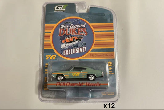 WHOLESALE CASE 12 CARS 1:64 1968 Chevy Chevelle #76 Race Car New England Dukes Exclusive Greenlight