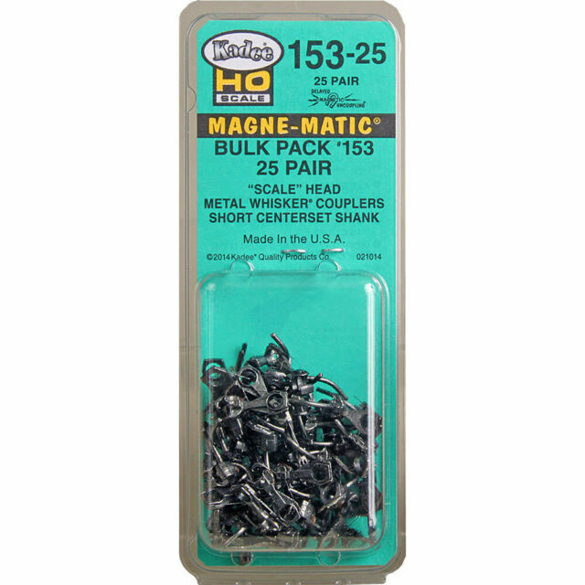 Ho Kadee #153-25 Bulk Pack Whisker Metal Couplers Short (1/4") Centerset Shank